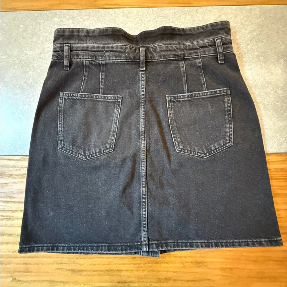 Pilcro and the Letterpress Anthropologie Black Button Front Denim Mini Skirt 12 - Picture 4 of 9